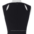 Kate Kasin cuello redondo para mujer cortado Peplum negro sin mangas corto vestido de lápiz de negocios vestido de verano KK000395-1